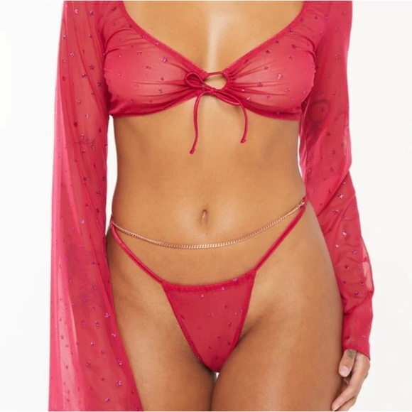 (B10) Savage X Fenty Gift Me More Red A Starry Night sleep top ONLY, Sz XL, NWT - Picture 3 of 14